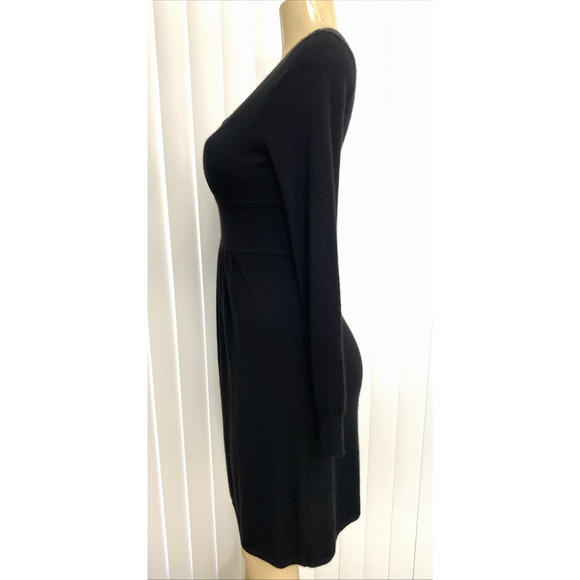 Neiman Marcus Dress Black Long Sleeve Cashmere Round Neck Knit Knee Length S - Picture 3 of 5